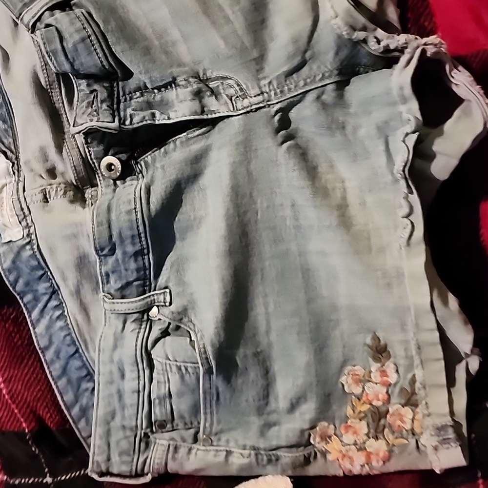 Torrid 22W Jean shorts with subtle embroidery.